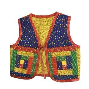 Vintage Kids Patchwork Quilt Vest Handmade Reversible Cottagecore